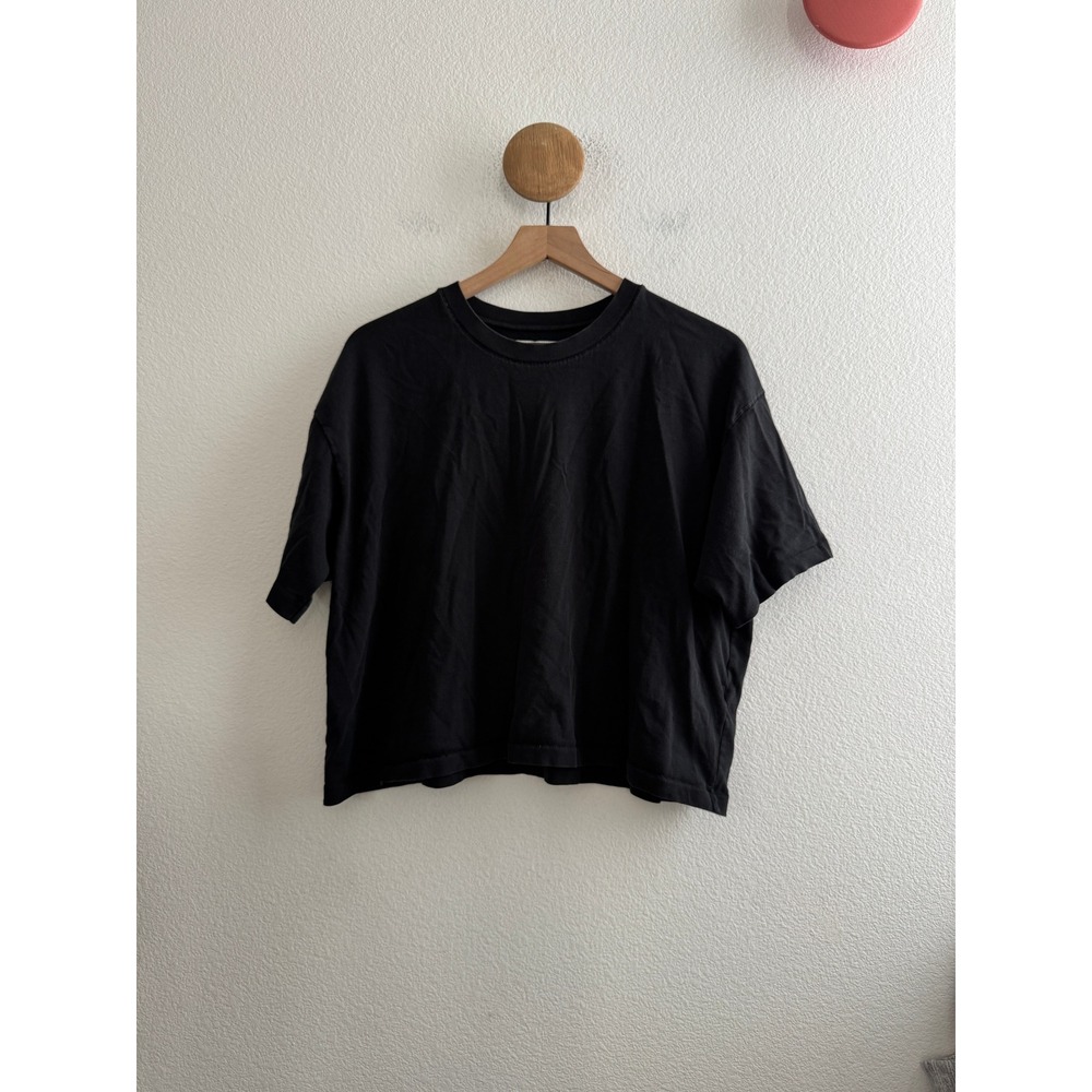 The Great. Oversized Black Boxy Crop Tshirt Cotton Size 1 (Small)